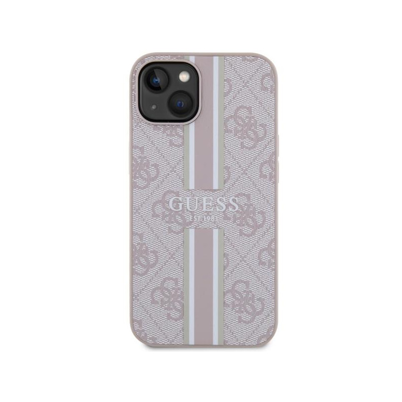 Guess 4G Printed Stripes MagSafe dėklas iPhone 14 Plus - rožinis