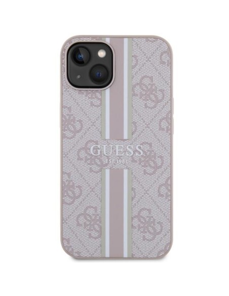 Guess 4G Printed Stripes MagSafe dėklas iPhone 14 Plus - rožinis Guess 4G Printed Stripes MagSafe dėklas iPhone 14 Plus - rožinis