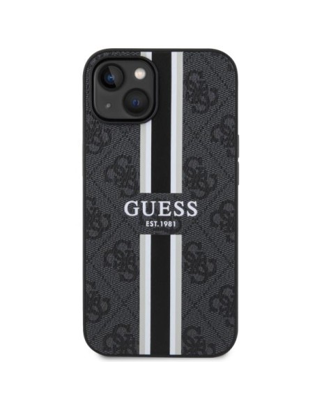 Guess 4G Printed Stripes MagSafe dėklas iPhone 14 - juodas Guess 4G Printed Stripes MagSafe dėklas iPhone 14 - juodas