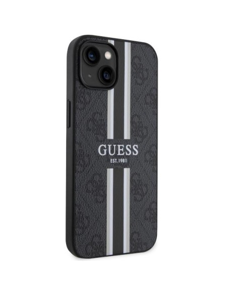 Guess 4G Printed Stripes MagSafe dėklas iPhone 14 - juodas Guess 4G Printed Stripes MagSafe dėklas iPhone 14 - juodas