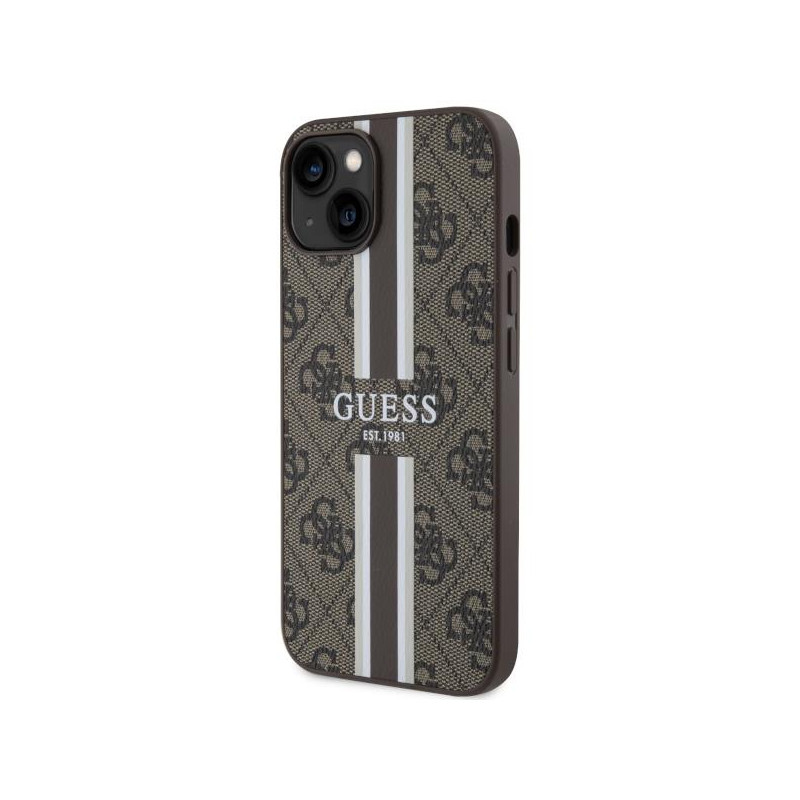 Guess 4G Printed Stripes MagSafe dėklas iPhone 14 - rudas