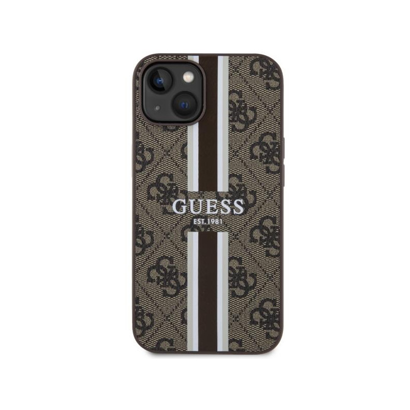 Guess 4G Printed Stripes MagSafe dėklas iPhone 14 - rudas