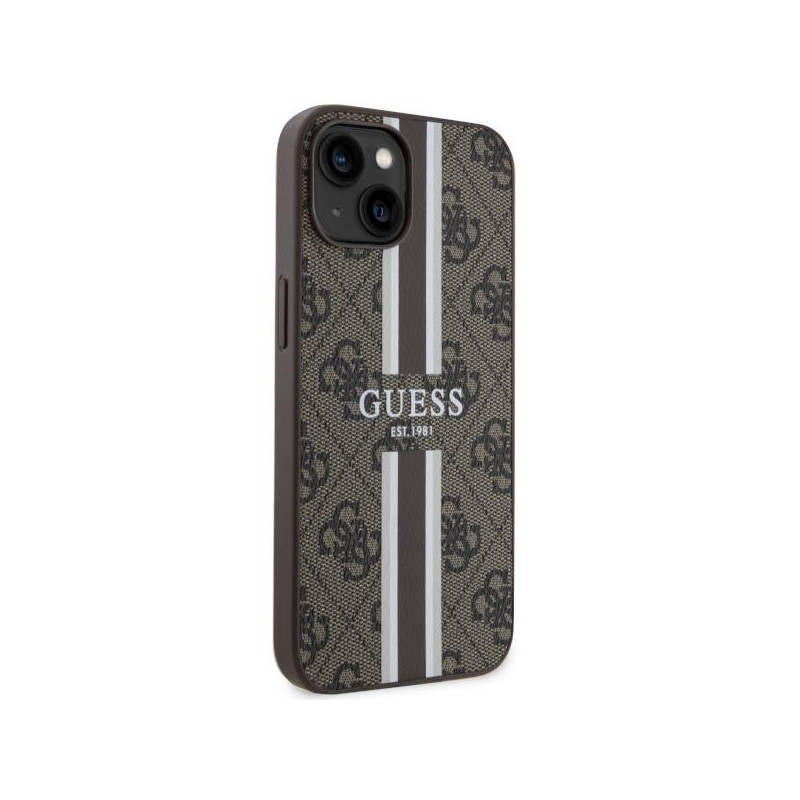 Guess 4G Printed Stripes MagSafe dėklas iPhone 14 - rudas