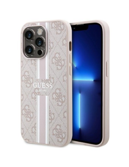 Guess 4G Printed Stripes MagSafe dėklas iPhone 14 Pro Max - rožinis Guess 4G Printed Stripes MagSafe dėklas iPhone 14 Pro Max - rožinis