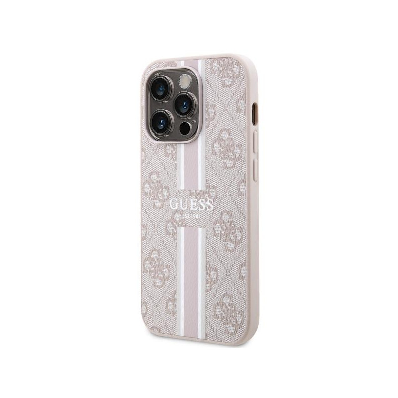 Guess 4G Printed Stripes MagSafe dėklas iPhone 14 Pro Max - rožinis