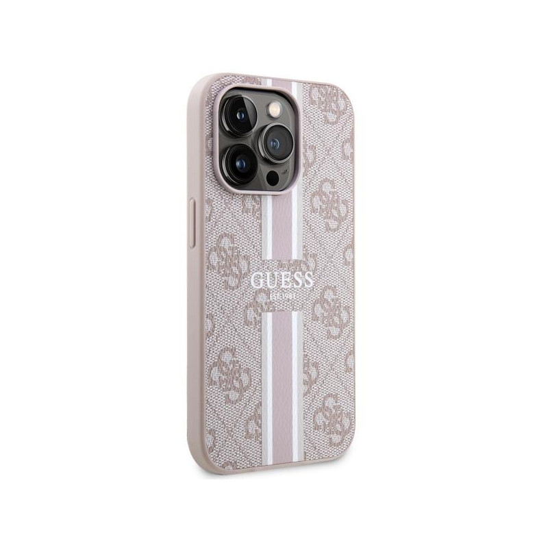 Guess 4G Printed Stripes MagSafe dėklas iPhone 14 Pro Max - rožinis