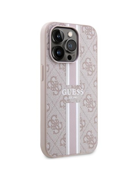 Guess 4G Printed Stripes MagSafe dėklas iPhone 14 Pro Max - rožinis Guess 4G Printed Stripes MagSafe dėklas iPhone 14 Pro Max - rožinis