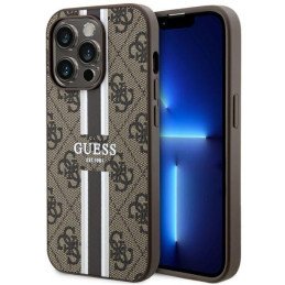 Guess 4G Printed Stripes MagSafe dėklas iPhone 14 Pro Max - rudas