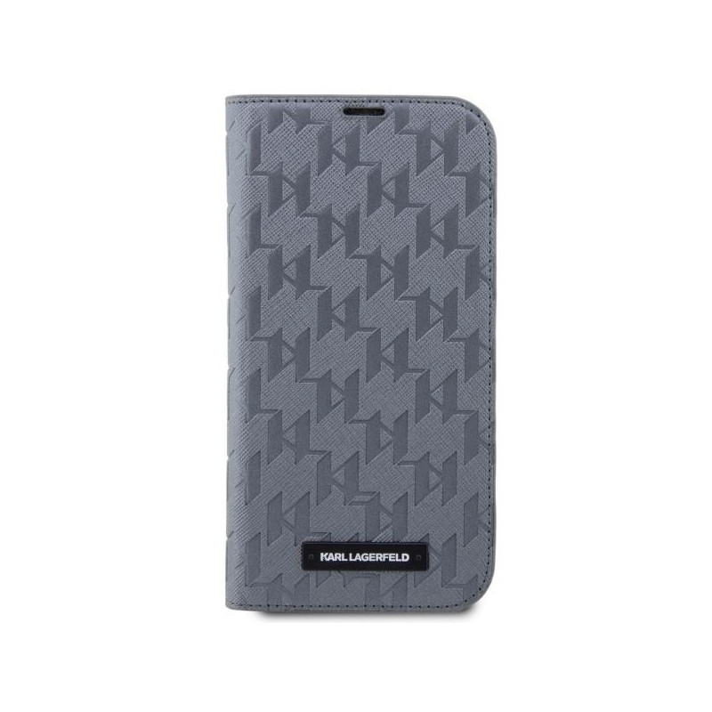 Karl Lagerfeld Saffiano Monogram dėklas iPhone 14 Pro - sidabras