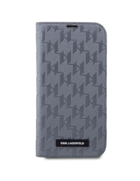 Karl Lagerfeld Saffiano Monogram dėklas iPhone 14 Pro - sidabras