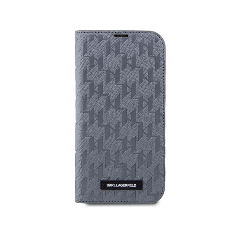 Karl Lagerfeld Saffiano Monogram dėklas iPhone 14 - sidabrinis