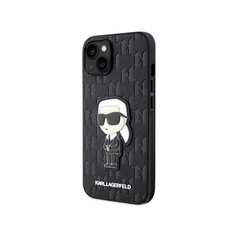 Karl Lagerfeld Saffiano Monogram Ikonik dėklas iPhone 14 - juodas