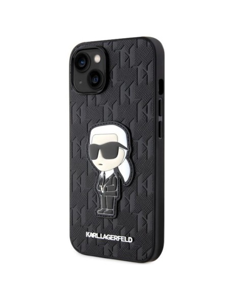 Karl Lagerfeld Saffiano Monogram Ikonik dėklas iPhone 14 - juodas Karl Lagerfeld Saffiano Monogram Ikonik dėklas iPhone 14 - juodas