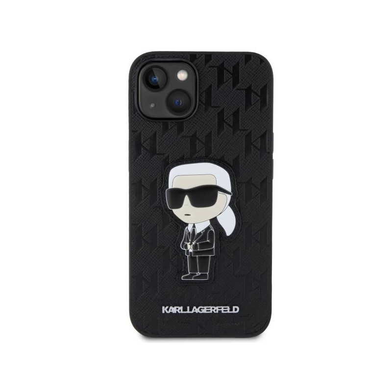 Karl Lagerfeld Saffiano Monogram Ikonik dėklas iPhone 14 - juodas
