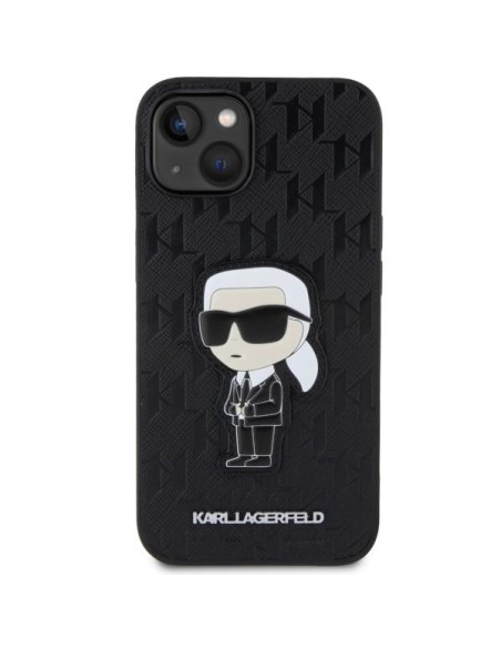 Karl Lagerfeld Saffiano Monogram Ikonik dėklas iPhone 14 - juodas Karl Lagerfeld Saffiano Monogram Ikonik dėklas iPhone 14 - juodas