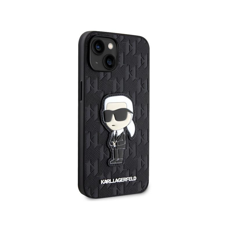 Karl Lagerfeld Saffiano Monogram Ikonik dėklas iPhone 14 - juodas