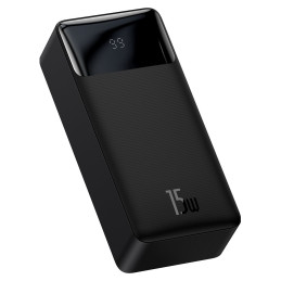 Baseus Bipow 30000mAh 15W maitinimo bloko rinkinys - juodas + USB laidas 4in1 microUSB / Lightning / 2 x USB-C - USB-A 1...
