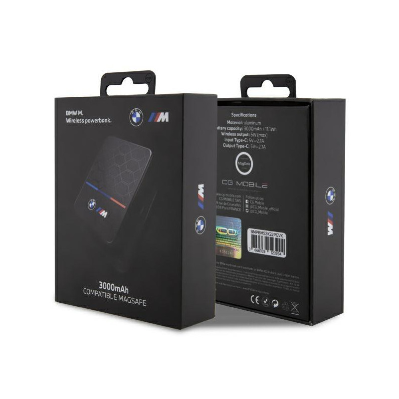 BMW M Collection MagSafe 5W 3000mAh indukcinis maitinimo blokas + laidas - juodas
