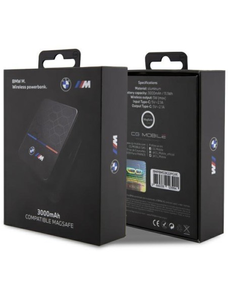 BMW M Collection MagSafe 5W 3000mAh indukcinis maitinimo blokas + laidas - juodas BMW M Collection MagSafe 5W 3000mAh indukcinis maitinimo blokas + laidas - juodas