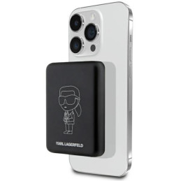 Karl Lagerfeld Ikonik MagSafe 5W 3000mAh indukcinis maitinimo blokas - juodas