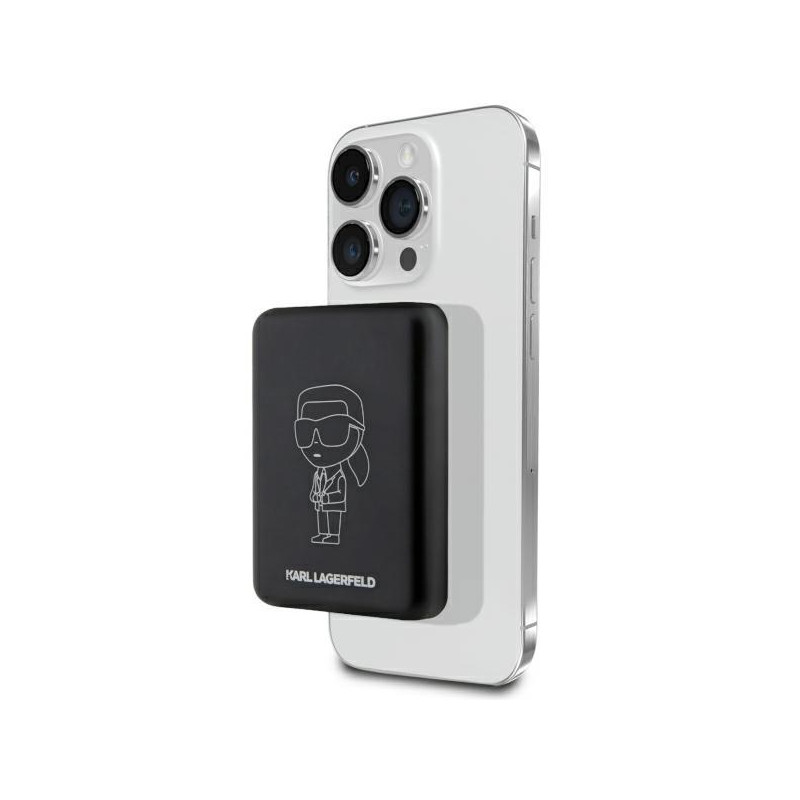 Karl Lagerfeld Ikonik MagSafe 5W 3000mAh indukcinis maitinimo blokas - juodas Karl Lagerfeld Ikonik MagSafe 5W 3000mAh indukcinis maitinimo blokas - juodas