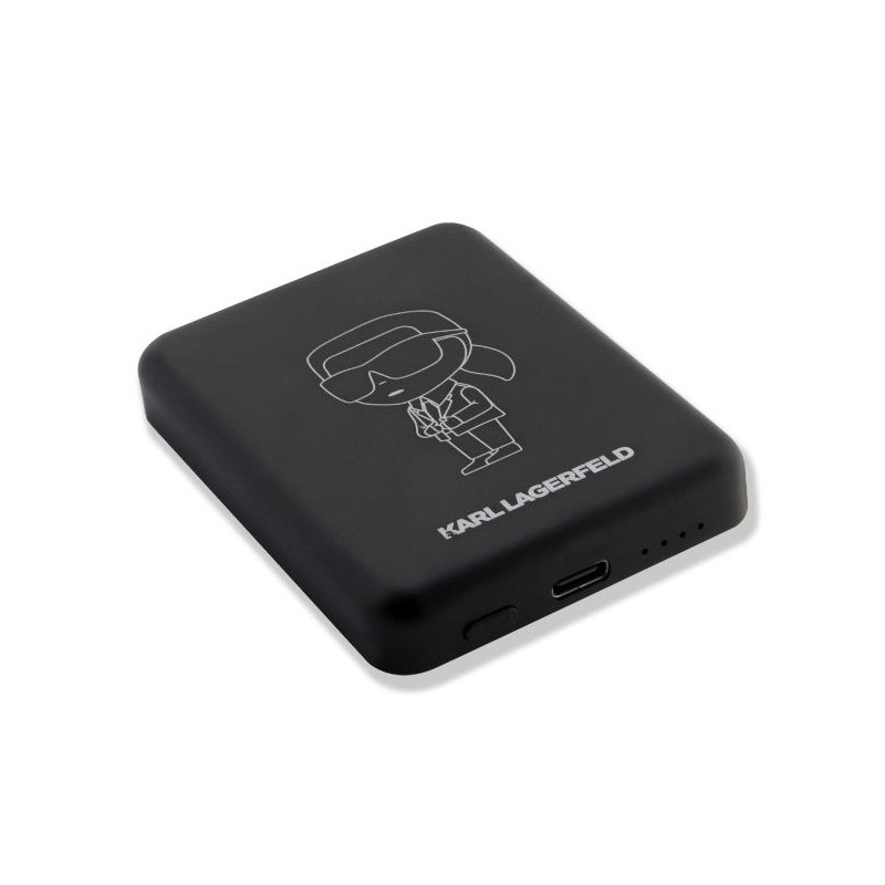 Karl Lagerfeld Ikonik MagSafe 5W 3000mAh indukcinis maitinimo blokas - juodas