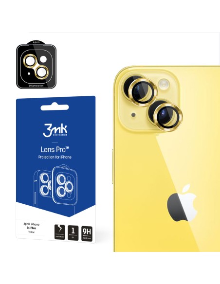 3mk Lens Protection Pro fotoaparato dangtelis, skirtas iPhone 14 Plus – geltonas 3mk Lens Protection Pro fotoaparato dangtelis, skirtas iPhone 14 Plus – geltonas