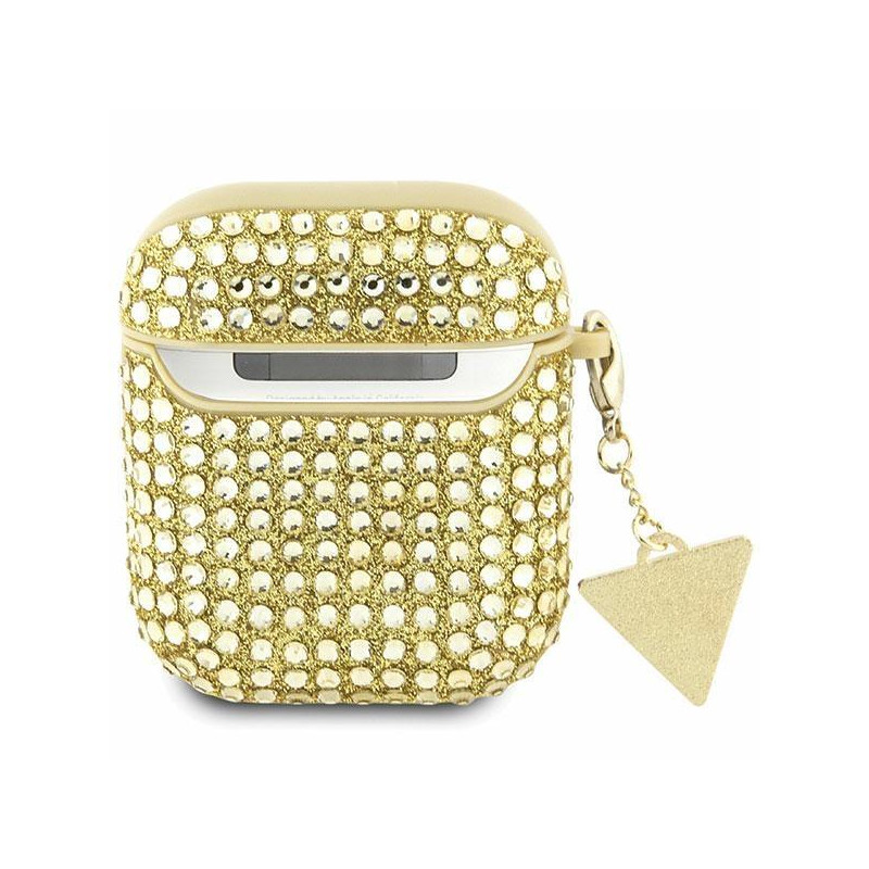 Guess Rhinestone Triangle Charm dėklas, skirtas AirPods 1/ 2 – auksinis