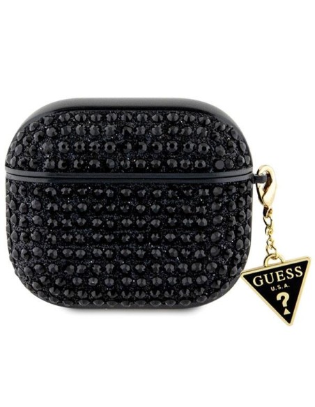 Guess Rhinestone Triangle Charm dėklas, skirtas AirPods 3 – juodas Guess Rhinestone Triangle Charm dėklas, skirtas AirPods 3 – juodas