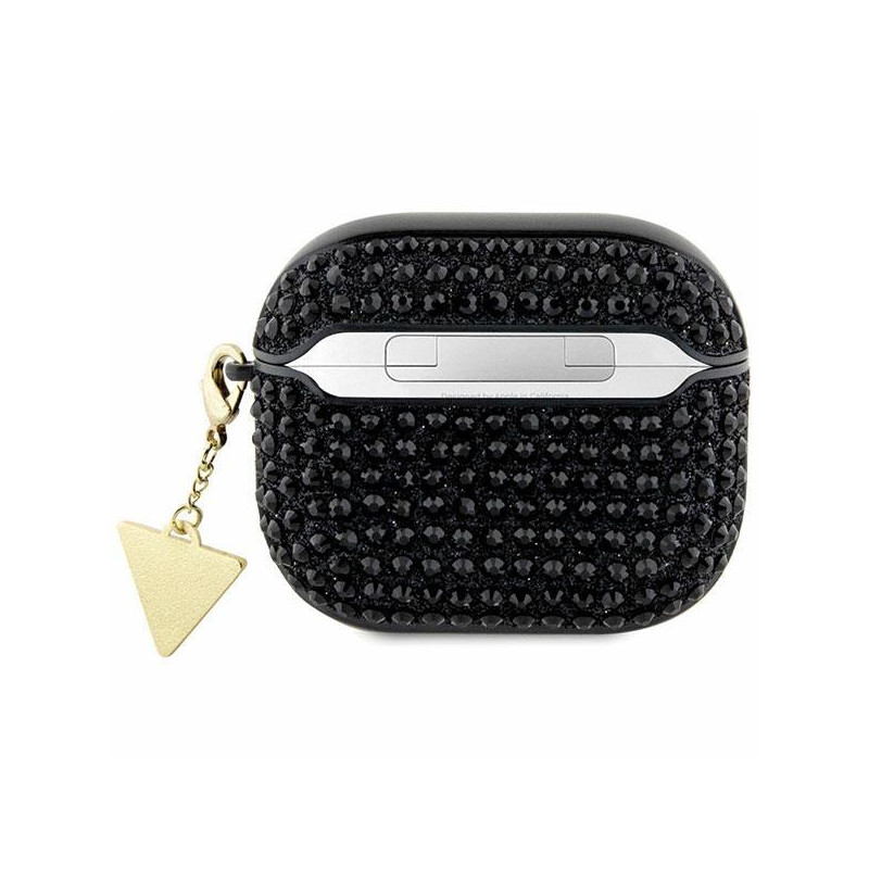Guess Rhinestone Triangle Charm dėklas, skirtas AirPods 3 – juodas