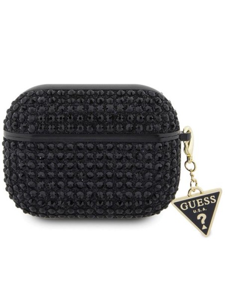 Guess Rhinestone Triangle Charm dėklas, skirtas AirPods Pro 2 – juodas Guess Rhinestone Triangle Charm dėklas, skirtas AirPods Pro 2 – juodas