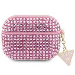 Guess Rhinestone Triangle Charm dėklas, skirtas AirPods Pro 2 – rožinis
