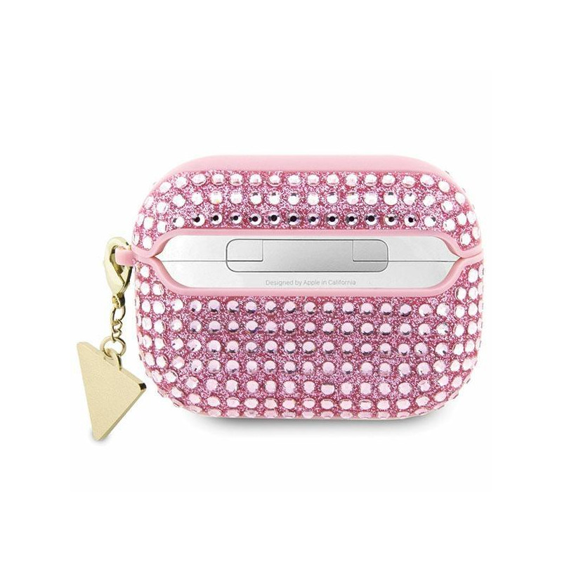 Guess Rhinestone Triangle Charm dėklas, skirtas AirPods Pro 2 – rožinis
