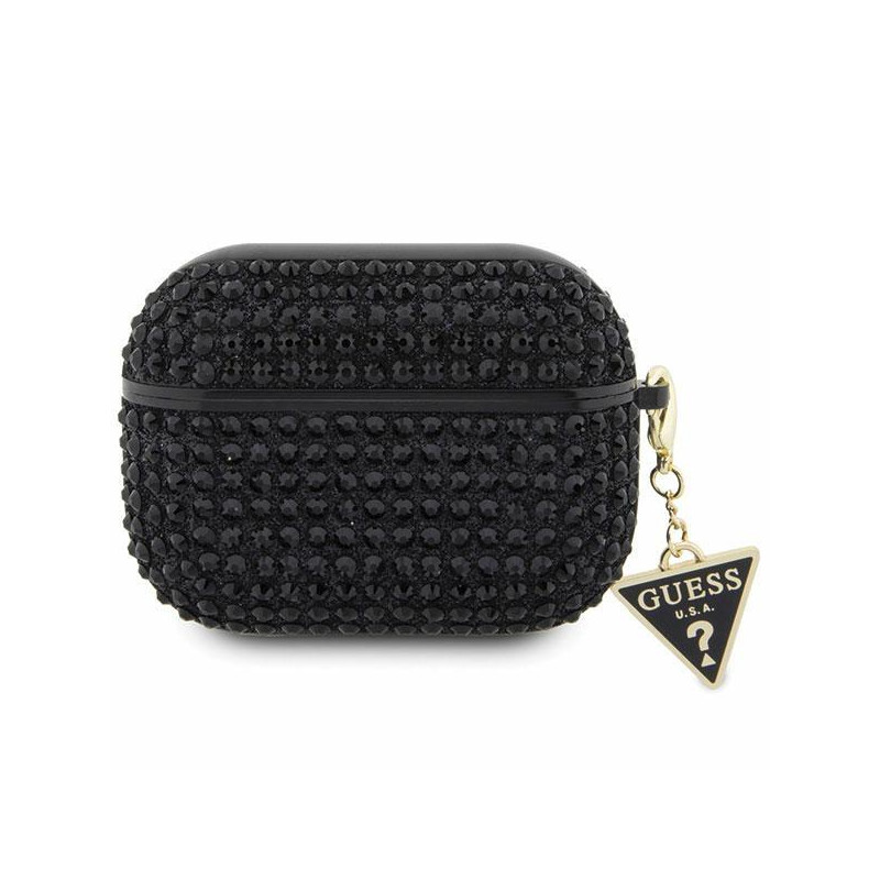 Guess Rhinestone Triangle Charm dėklas, skirtas AirPods Pro – juodas Guess Rhinestone Triangle Charm dėklas, skirtas AirPods Pro – juodas