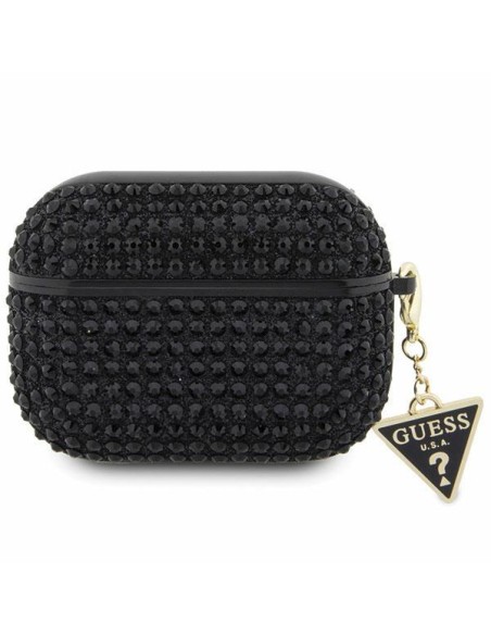 Guess Rhinestone Triangle Charm dėklas, skirtas AirPods Pro – juodas Guess Rhinestone Triangle Charm dėklas, skirtas AirPods Pro – juodas