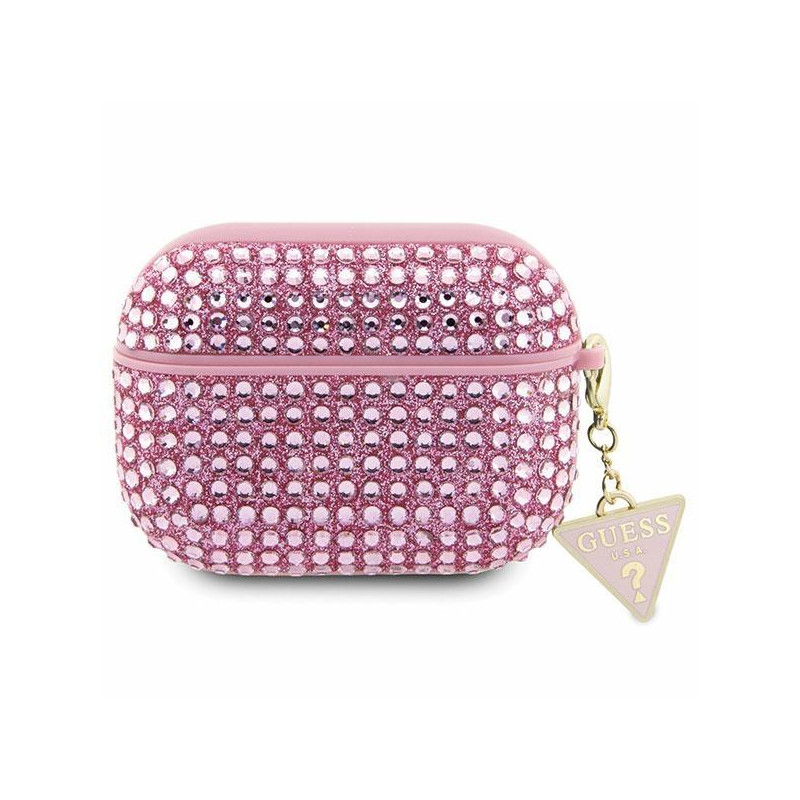 Guess Rhinestone Triangle Charm dėklas, skirtas AirPods Pro – rožinis Guess Rhinestone Triangle Charm dėklas, skirtas AirPods Pro – rožinis