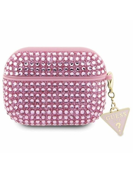 Guess Rhinestone Triangle Charm dėklas, skirtas AirPods Pro – rožinis Guess Rhinestone Triangle Charm dėklas, skirtas AirPods Pro – rožinis