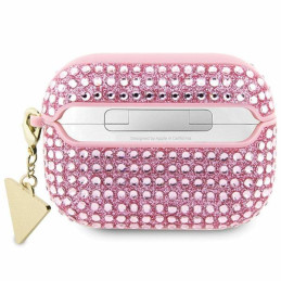 Guess Rhinestone Triangle Charm dėklas, skirtas AirPods Pro – rožinis