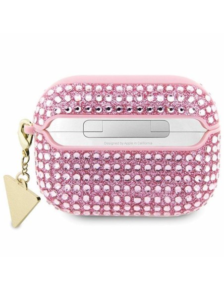 Guess Rhinestone Triangle Charm dėklas, skirtas AirPods Pro – rožinis Guess Rhinestone Triangle Charm dėklas, skirtas AirPods Pro – rožinis