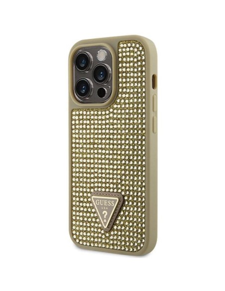 Guess Rhinestone Triangle dėklas iPhone 14 Pro - auksinis