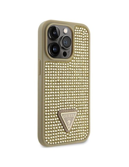 Guess Rhinestone Triangle dėklas iPhone 14 Pro - auksinis