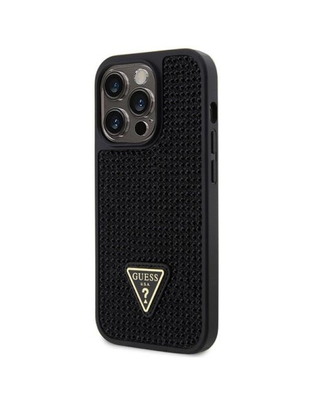 Guess Rhinestone Triangle dėklas, skirtas iPhone 14 Pro - juodas Guess Rhinestone Triangle dėklas, skirtas iPhone 14 Pro - juodas