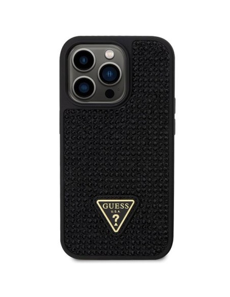 Guess Rhinestone Triangle dėklas, skirtas iPhone 14 Pro - juodas Guess Rhinestone Triangle dėklas, skirtas iPhone 14 Pro - juodas