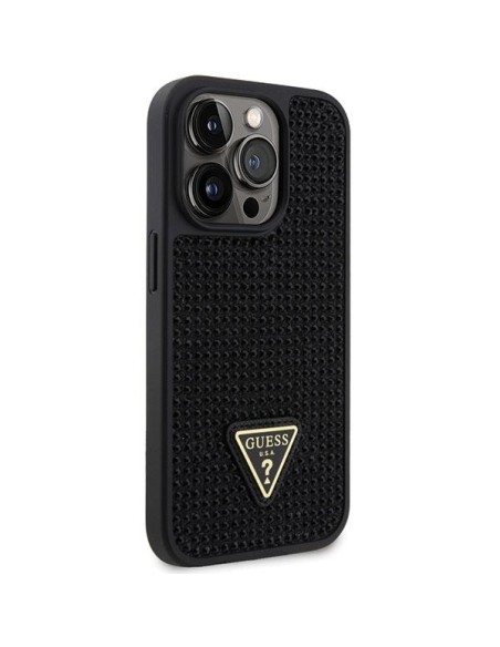 Guess Rhinestone Triangle dėklas, skirtas iPhone 14 Pro - juodas Guess Rhinestone Triangle dėklas, skirtas iPhone 14 Pro - juodas