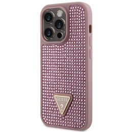 Guess Rhinestone Triangle dėklas, skirtas iPhone 14 Pro - rožinis
