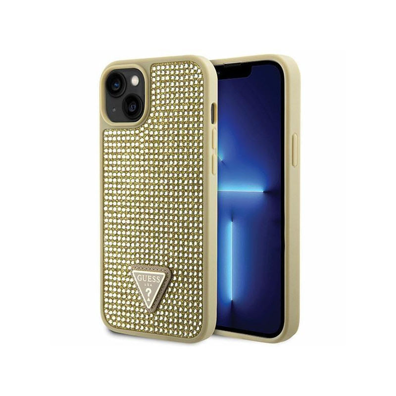 Guess Rhinestone Triangle dėklas iPhone 14 - auksinis