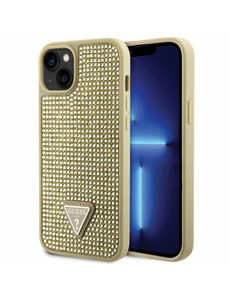 Guess Rhinestone Triangle dėklas iPhone 14 - auksinis Guess Rhinestone Triangle dėklas iPhone 14 - auksinis