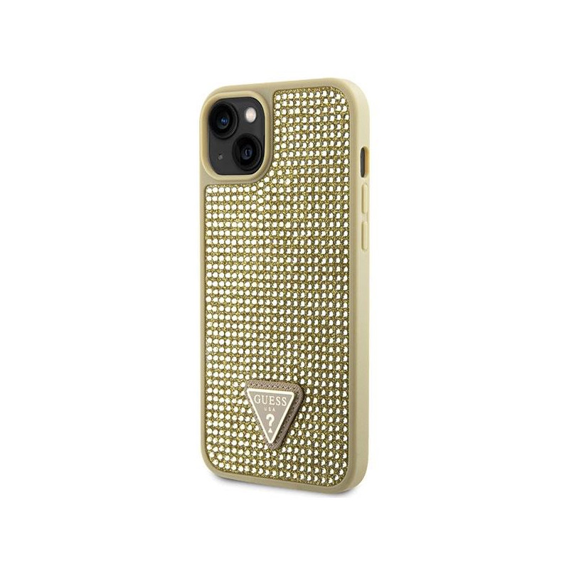 Guess Rhinestone Triangle dėklas iPhone 14 - auksinis