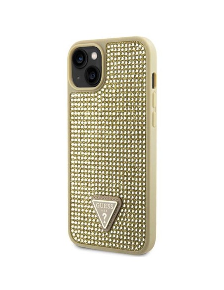 Guess Rhinestone Triangle dėklas iPhone 14 - auksinis Guess Rhinestone Triangle dėklas iPhone 14 - auksinis