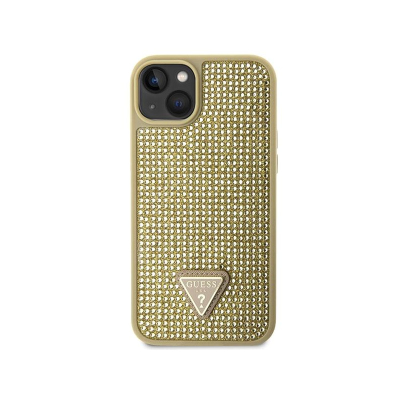 Guess Rhinestone Triangle dėklas iPhone 14 - auksinis